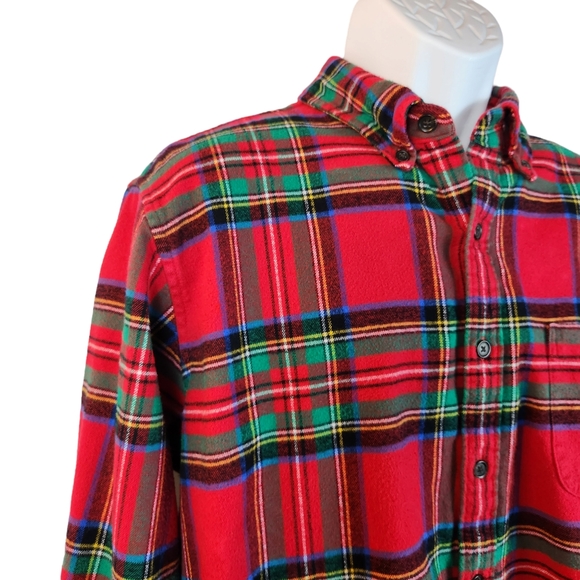 Lands' End Plaid Red & Green Flannel Shirt Mens XL - Picture 3 of 9